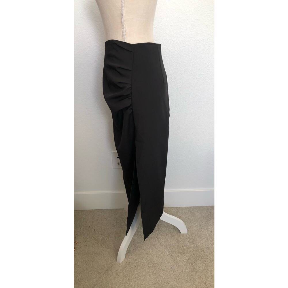 Commense Black Lightweight Ruched Midi Skirt - M - Picture 4 of 6